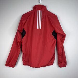 Adidas Men's Windbreaker Jacket Size S Red White Black Lightweight Full Zip